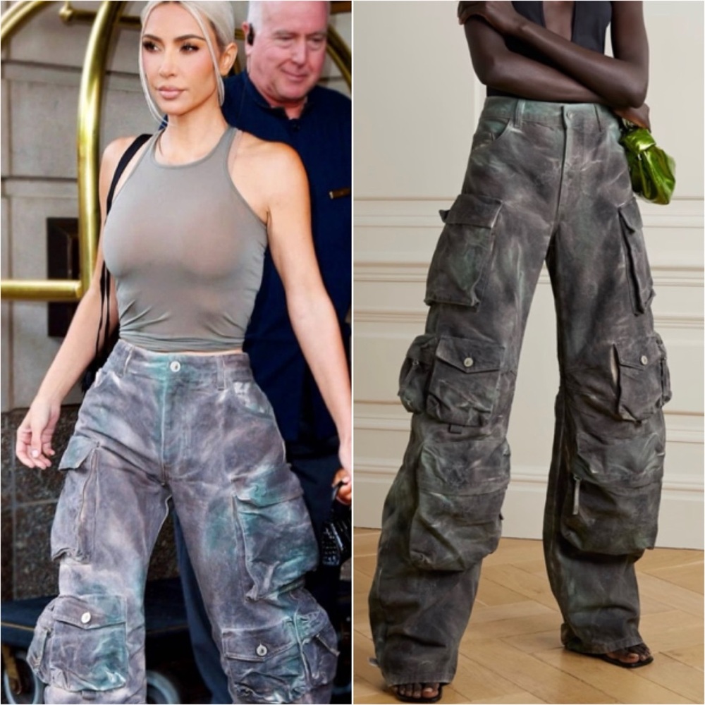 The Attico Fern Cargo Pants in Stained Green Camouflage
